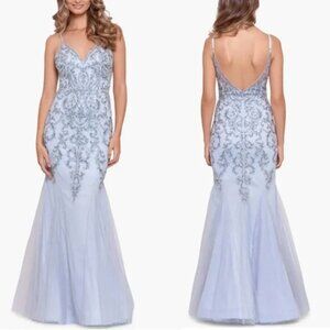 XSCAPE Embellished Mesh Mermaid Gown